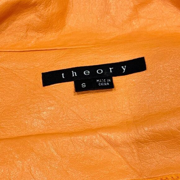 Theory orange leather jacket size small - Picture 3 of 7